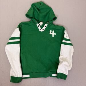 Star Moon Hoodie Green White Pullover Sweatshirt Size M Graphic Casual